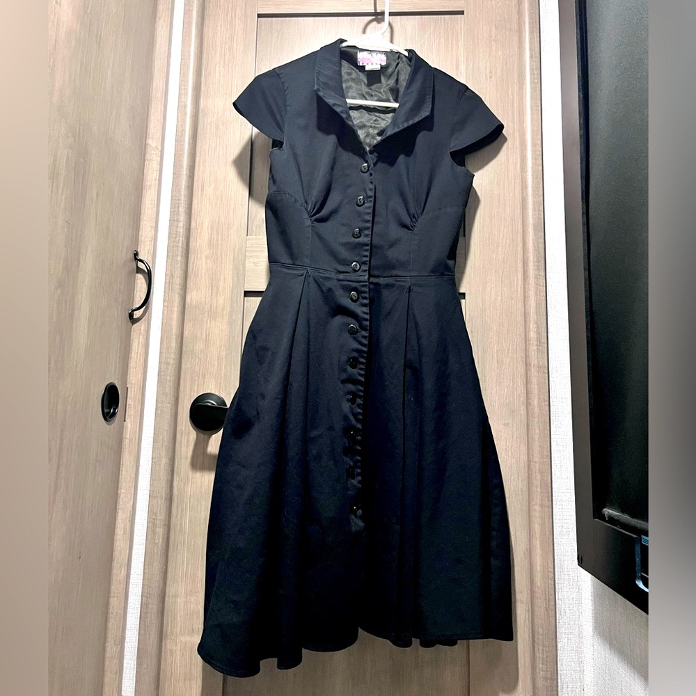 Pinup girl couture Black Button-Down Dress sz medium